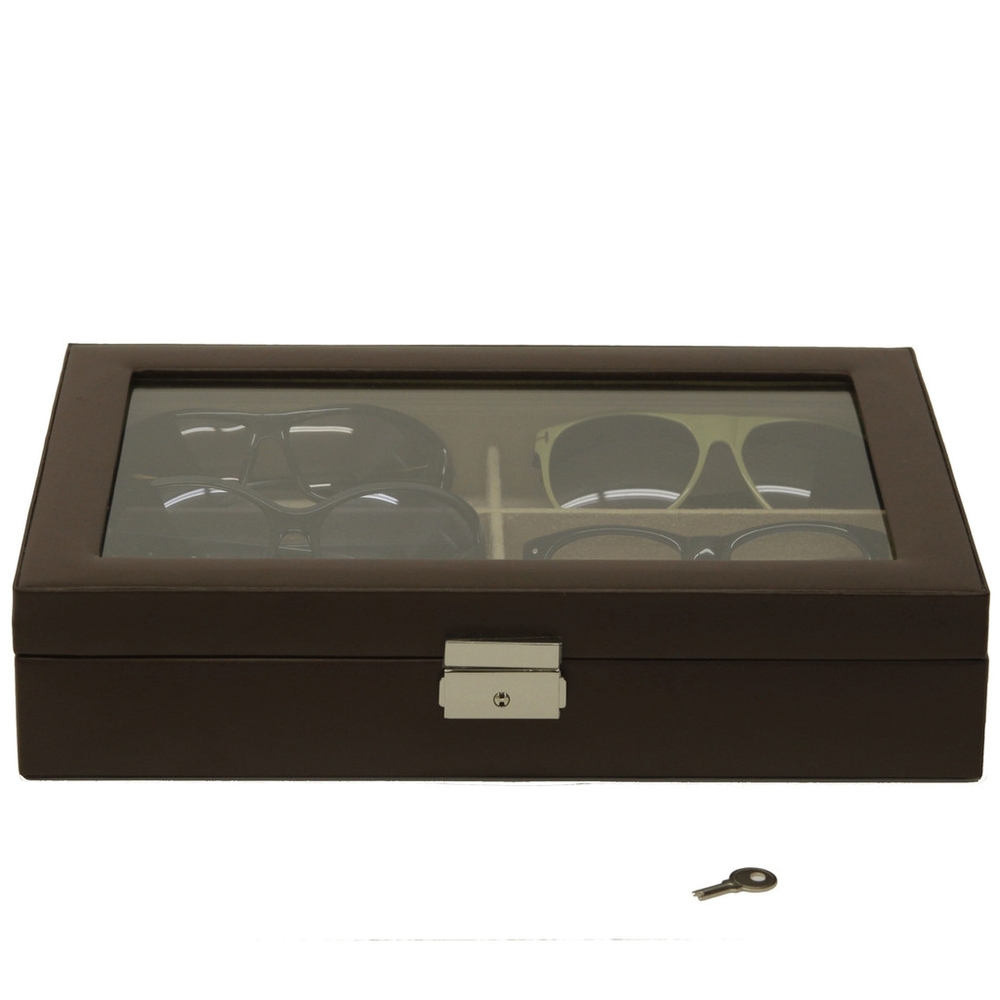 TECHSWISS Eyeglasses & Sunglasses Storage Case in Black Leather
